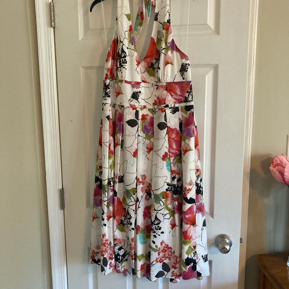 Adrianna Papell Floral Halter Midi Dress - Size 14